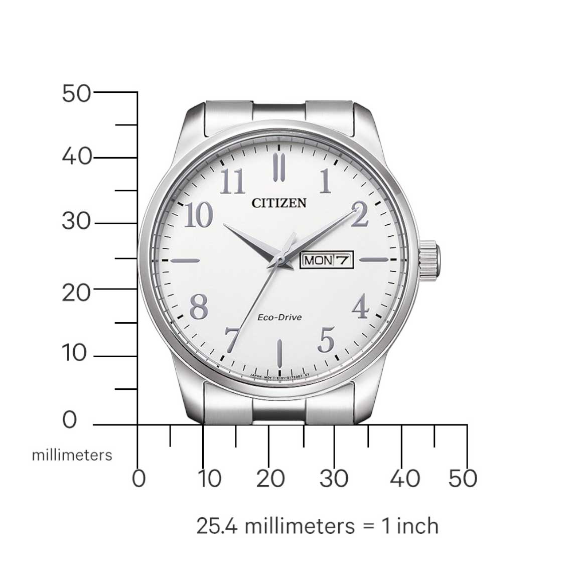 CITIZEN Day Date Eco - Drive με Λευκό Κάντραν και Ατσάλινο Μπρασελέ BM8550-81A